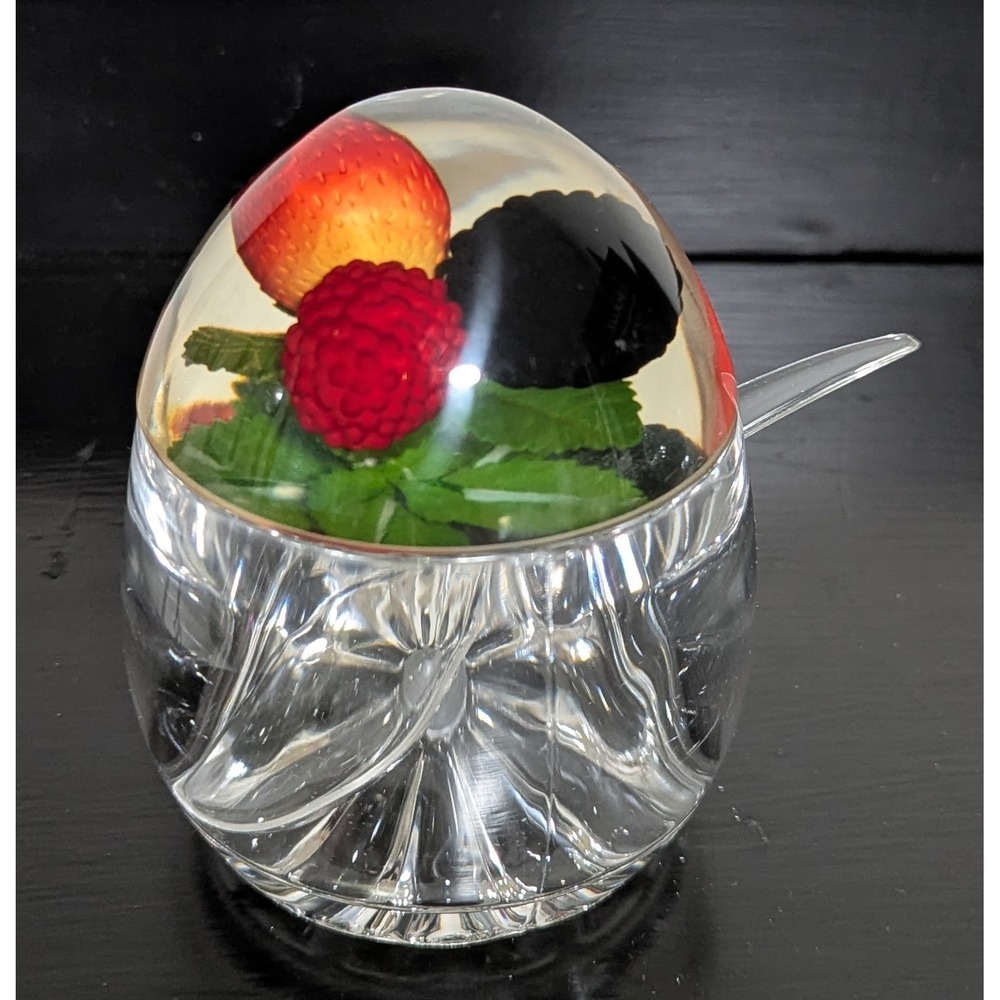 Vtg Epicurean Europe Limited Acrylic Jam‎ Pot W/Lid (Mixed Berry) & Spoon NWB